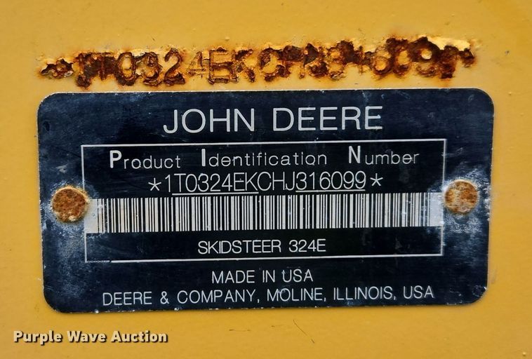 image for item EC3949 2017 John Deere 324E skid steer loader