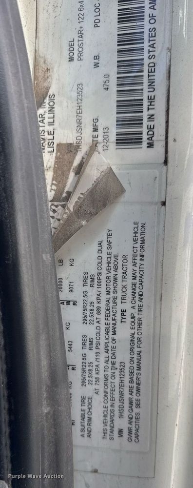 image for item DH9778 2014 International ProStar Plus 122 semi truck