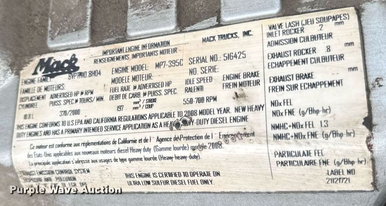 image for item DH9779 2009 Mack CXU612 semi truck