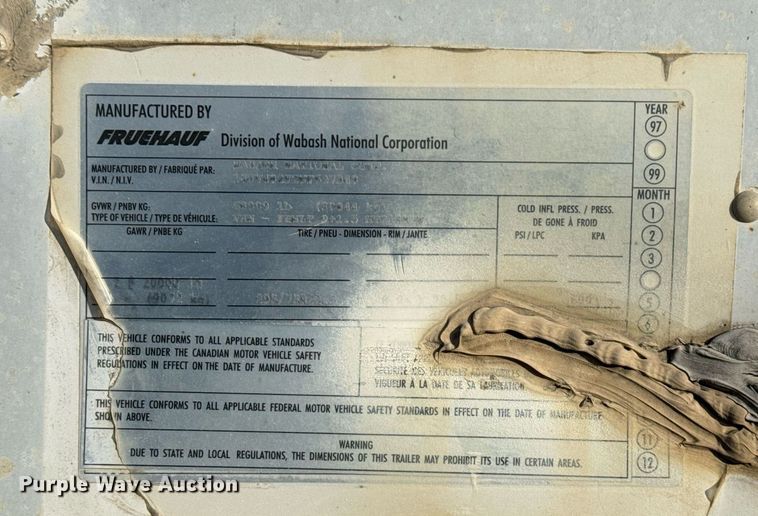 image for item DM5519 1998 Fruehauf dry van trailer
