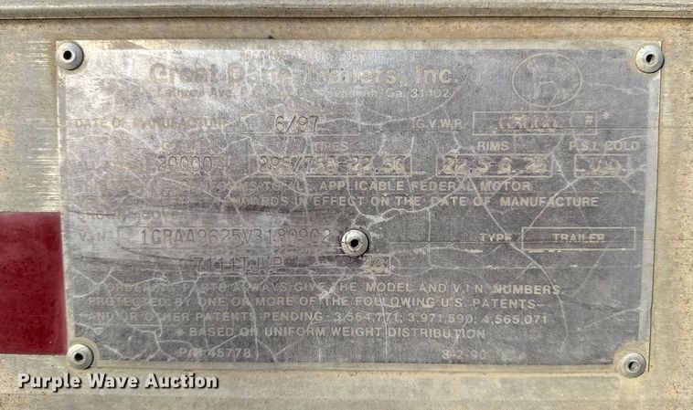 image for item DM5521 1997 Great Dane Trailers 7111TJWP dry van trailer