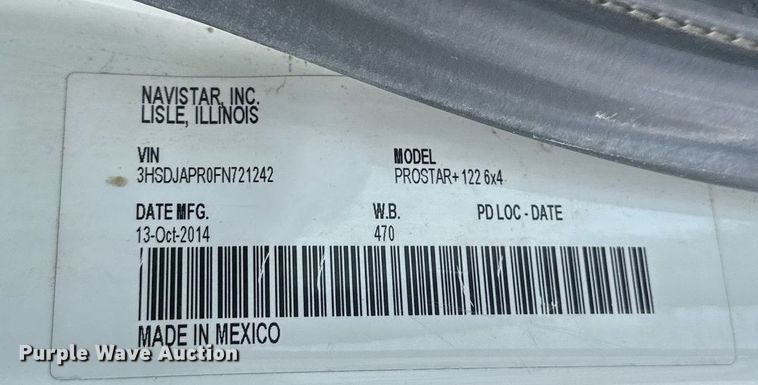 image for item DN0951 2015 International  ProStar 122 semi truck