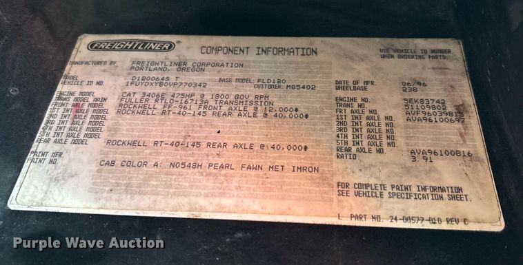 image for item EE0021 1997 Freightliner FLD120 semi truck