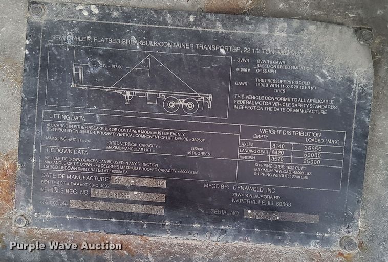 image for item EH0115 1992 Dynaweld flatbed trailer