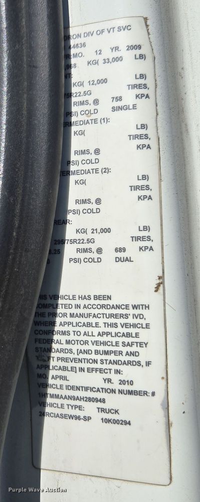 image for item EI4104 2010 International Durastar 4300 truck cab and chassis