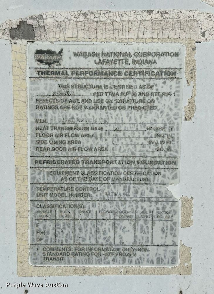 image for item EK2545 2008 Wabash refrigerated van trailer