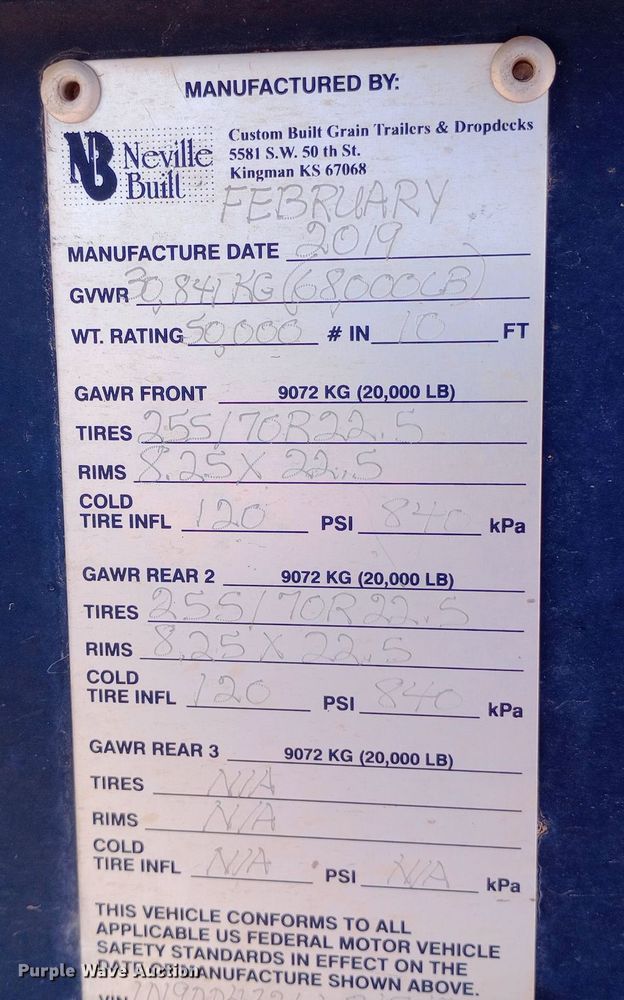 image for item EO0510 2020 Neville Built drop deck equipment trailer