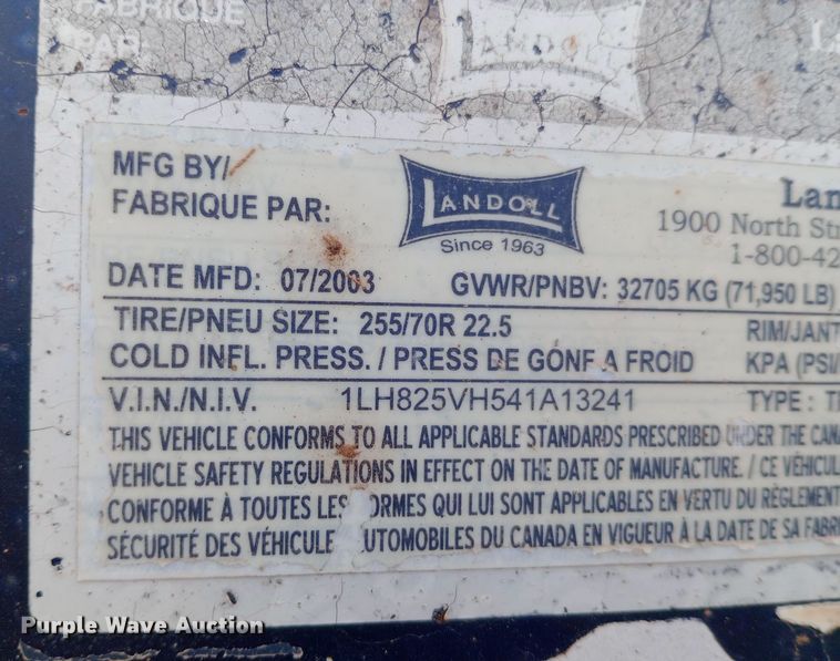 image for item EO0538 2004 Landoll 825F lowboy equipment trailer