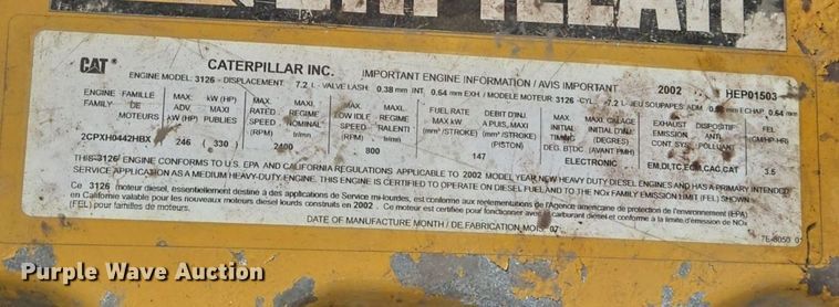 image for item EQ3832 2003 Sterling  L7500 crane truck