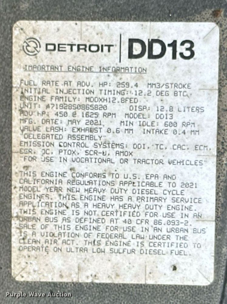 image for item ER4859 2022 Freightliner Cascadia 126 semi truck