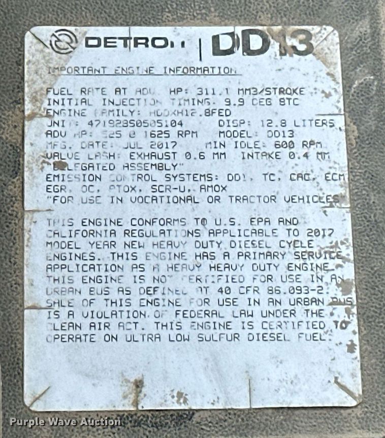 image for item ER4863 2018 Freightliner Cascadia 125 semi truck