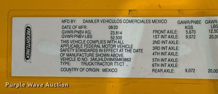 image for item ER4867 2021 Freightliner Cascadia 126 semi truck