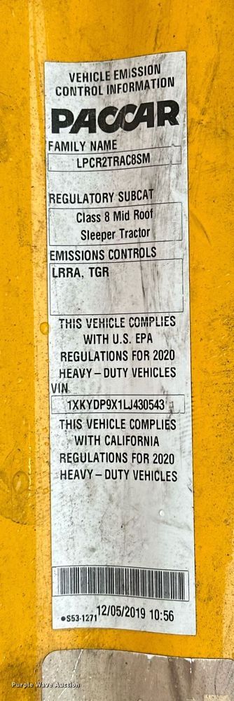 image for item ER4872 2020 Kenworth T680 semi truck