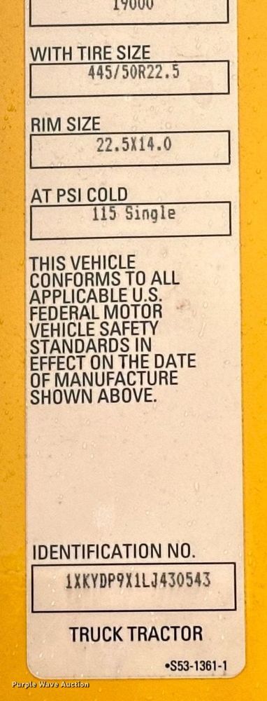 image for item ER4872 2020 Kenworth T680 semi truck