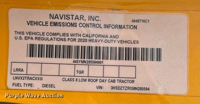 image for item ER4875 2021 International LT625 semi truck