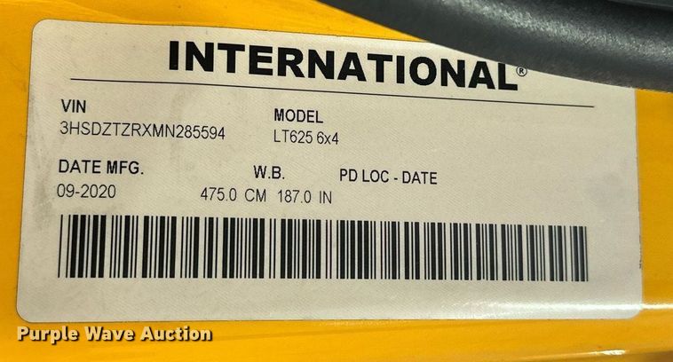 image for item ER4875 2021 International LT625 semi truck