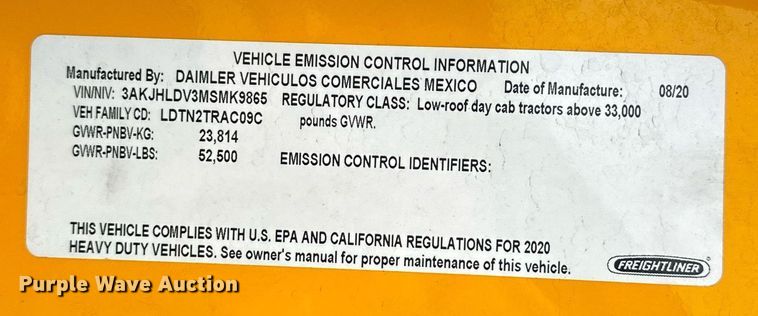 image for item ER4877 2021 Freightliner Cascadia 126 semi truck