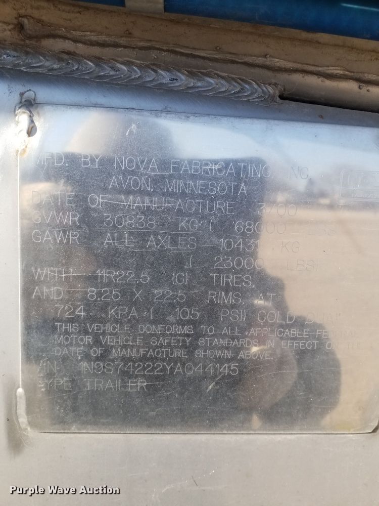 image for item OH9509 2000 Nova tank trailer