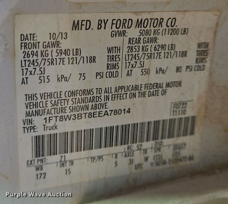 image for item DJ0853 2014 Ford F350 Super Duty XL Crew Cab pickup truck