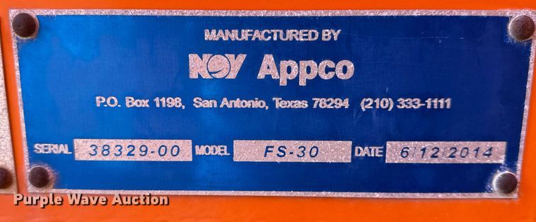 image for item DJ0854 2014 NOV Appco FS-30 frac sander trailer