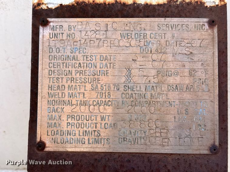 image for item DJ0868 1981 Trailex acid tank trailer