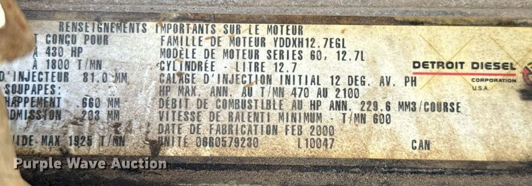 image for item DJ0880 2000 International 9100i oilfield acidizing pump truck