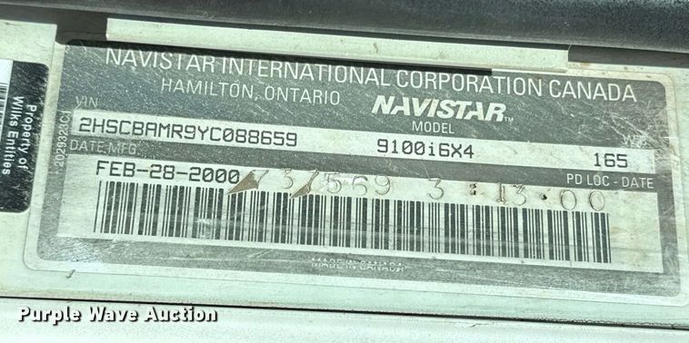 image for item DJ0880 2000 International 9100i oilfield acidizing pump truck