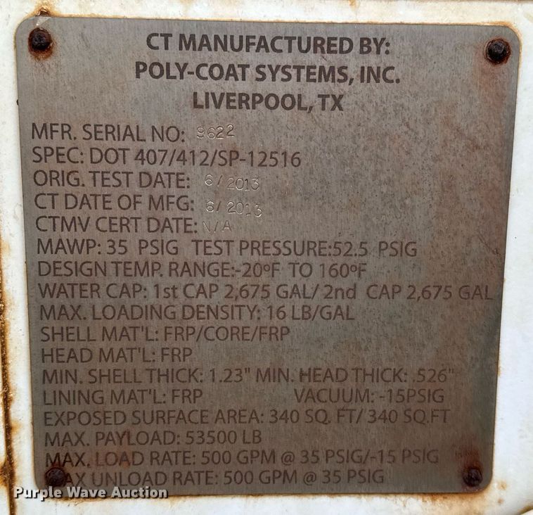 image for item DJ0892 2014 Tiger acid tank trailer