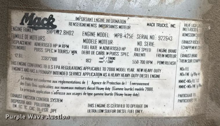 image for item DJ0893 2009 Mack CHU613 semi truck