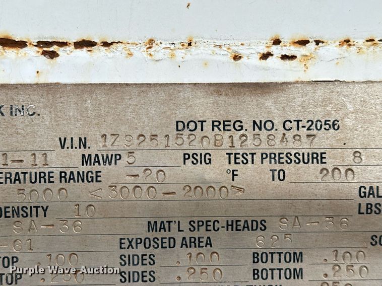 image for item DJ0895 2011 Overland acid tank trailer