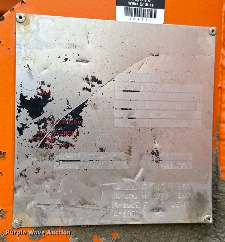 image for item DJ0906 2014 Fortune Homes Corp MTA-42S-12P-3L-001 frac manifold trailer