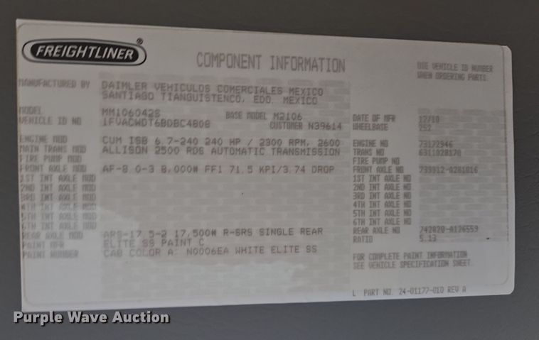 image for item DP6119 2011 Freightliner Business Class M2 mobile command center truck