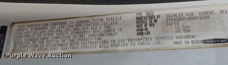 image for item DP6119 2011 Freightliner Business Class M2 mobile command center truck