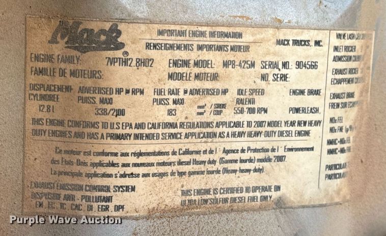 image for item DT5478 2008 Mack GU713 fracturing and sand blender truck