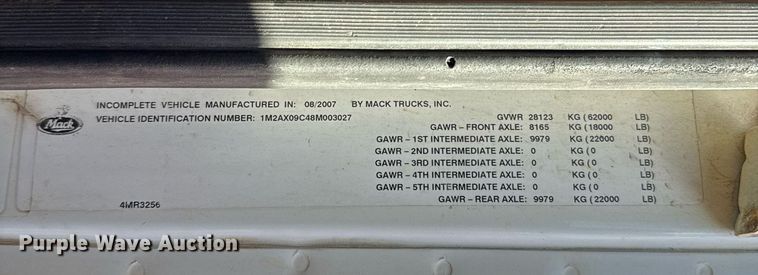 image for item DT5478 2008 Mack GU713 fracturing and sand blender truck