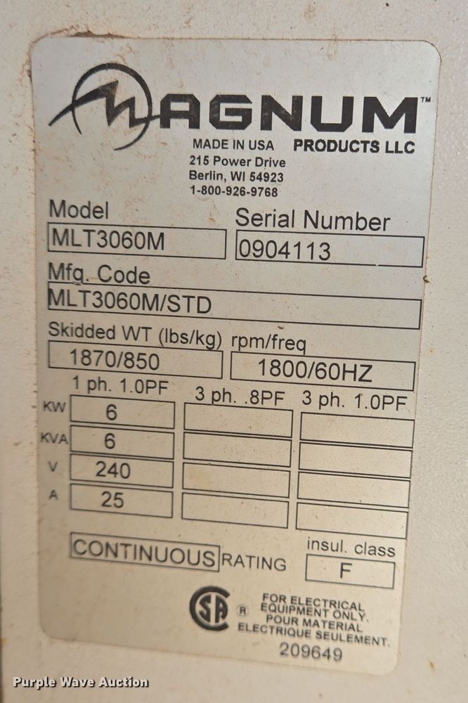 image for item DT5481 Magnum MLT3060M light plant