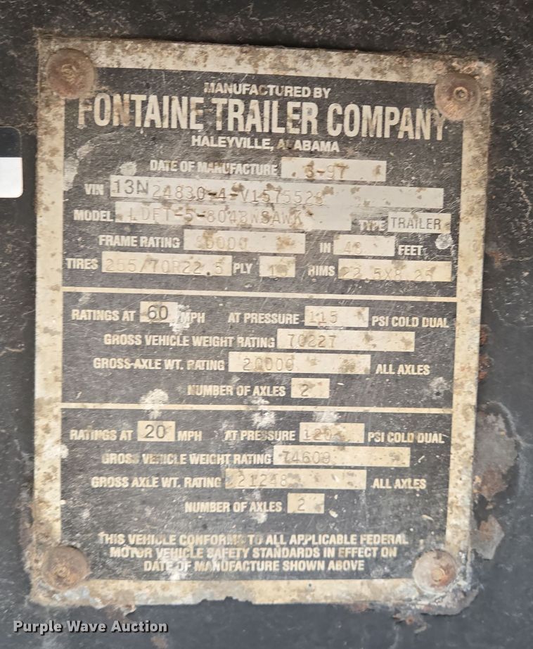 image for item DT5483 1997 Fontaine drop deck trailer