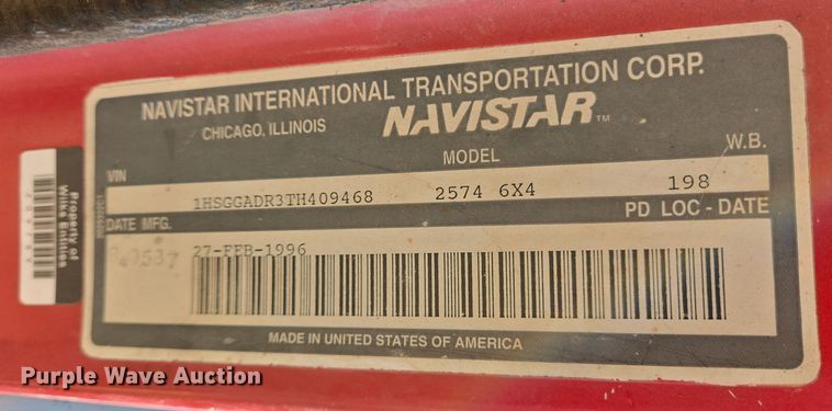 image for item EE0015 1996 International 2574 6X4 dump truck