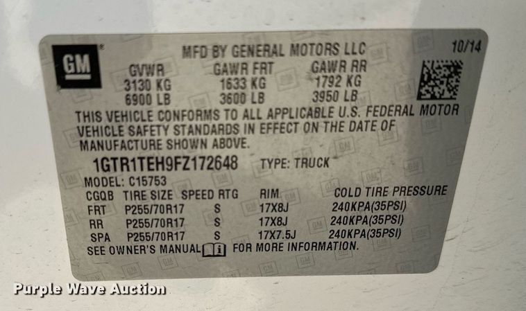 image for item DF8460 2015 GMC Sierra 1500 Double Cab pickup truck