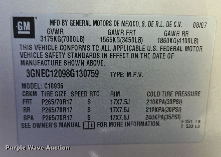 image for item DH9795 2008 Chevrolet Avalanche Crew Cab pickup truck