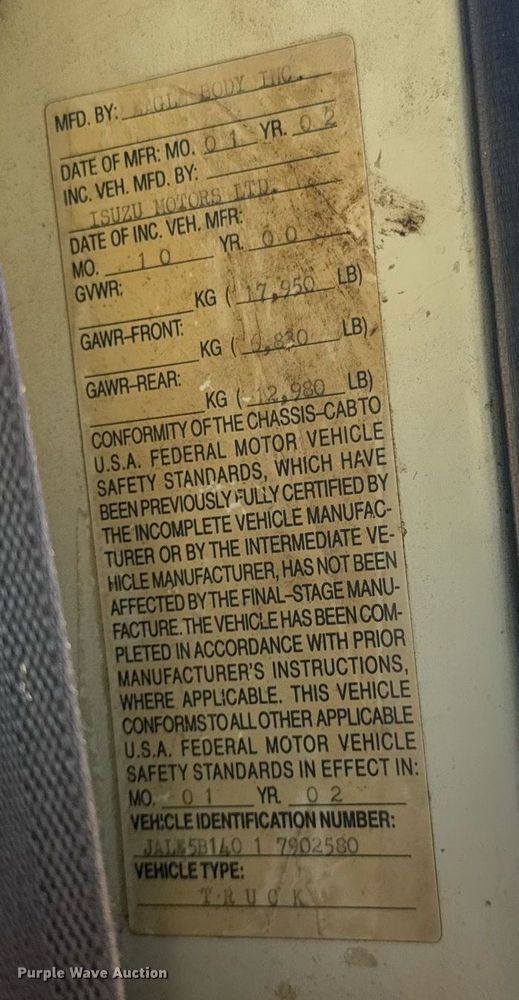 image for item DO0254 2001 Isuzu NQR flatbed truck