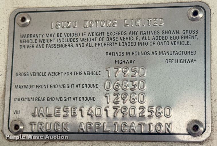 image for item DO0254 2001 Isuzu NQR flatbed truck