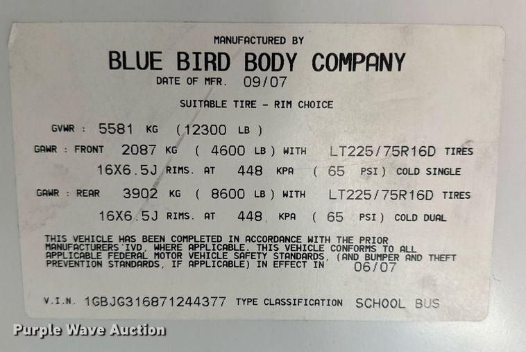 image for item DP6113 2007 Chevrolet Express G3500 school bus