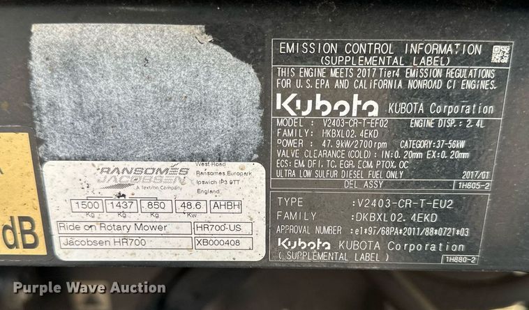 image for item DQ6592 Jacobson HR700 lawn mower