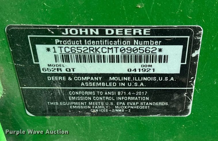 image for item DQ6594 John Deere 652R lawn mower