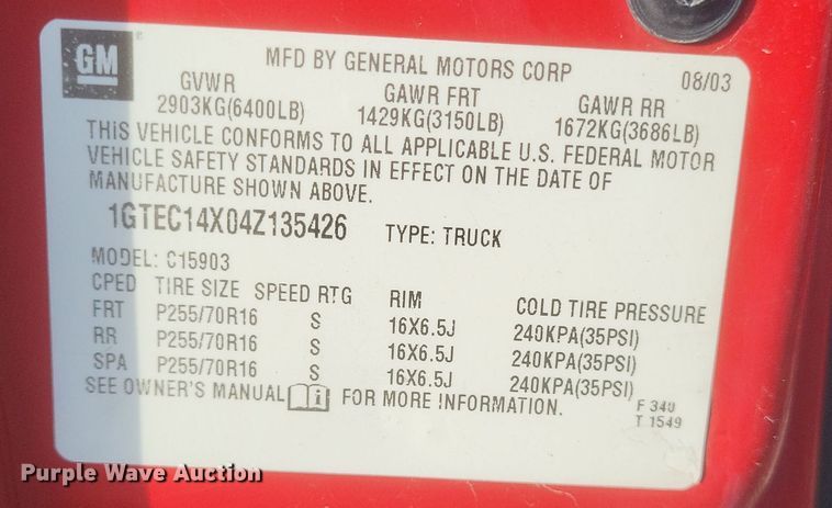 image for item DS5215 2004 GMC Sierra pickup truck