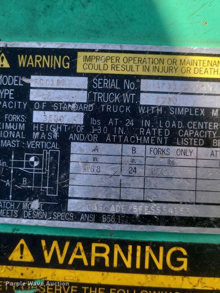 image for item DS5217 Mitsubishi FGC18K forklift