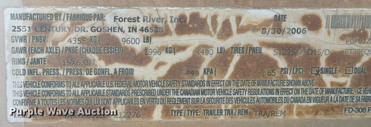 image for item DX3835 2007 Palomino 30FQSS camper