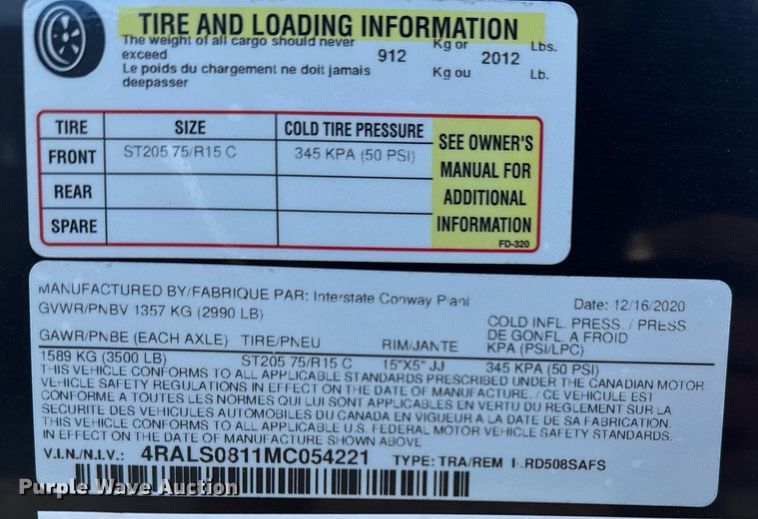 image for item EG2190 2021 Interstate West enclosed cargo trailer