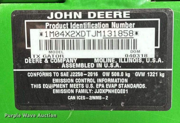 image for item EG2240 2018 John Deere Gator utility vehicle